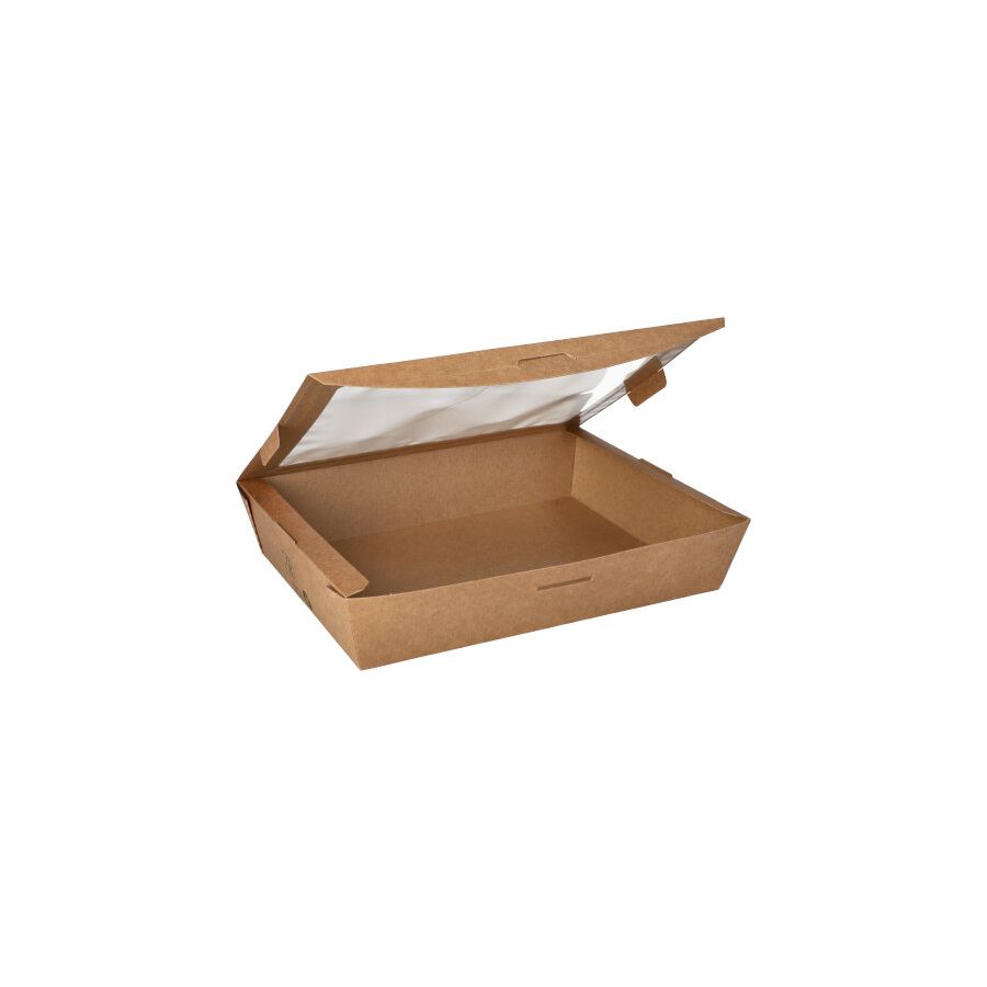 Feinkostboxen, Pappe mit Sichtfenster aus PLA "pure" eckig 1500 ml 18 x 22,5 cm x 4,5 cm "100% Fair" - Bild 1 Feinkostboxen, Pappe mit Sichtfenster aus PLA "pure" eckig 1500 ml 18 x 22,5 cm x 4,5 cm "100% Fair" - Bild 1