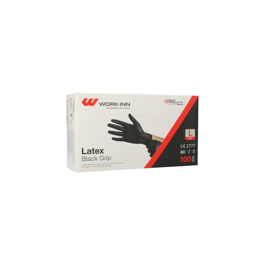 Latex-Handschuhe, puderfrei "Black Grip" schwarz Größe L - Bild 1