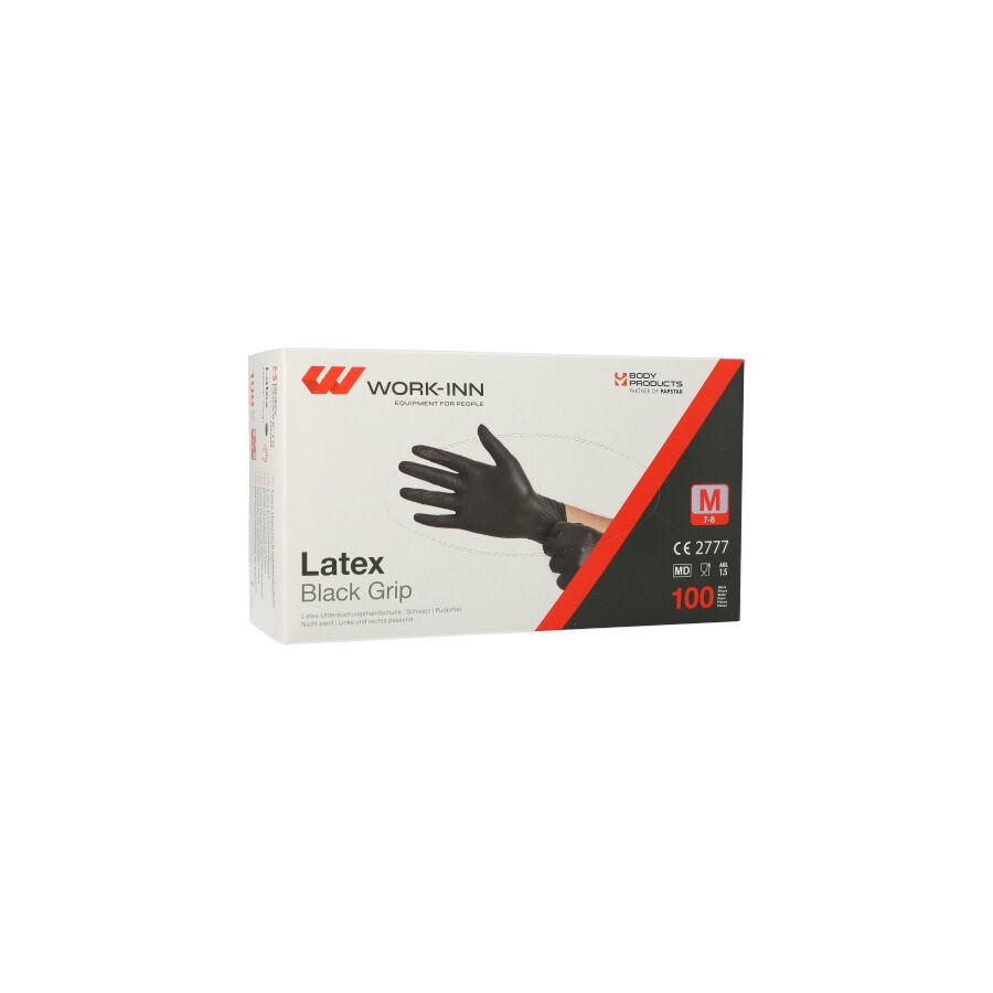 Latex-Handschuhe, puderfrei "Black Grip" schwarz Größe M - Bild 1