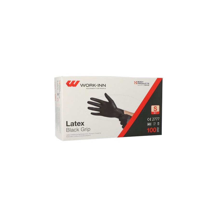 Latex-Handschuhe, puderfrei "Black Grip" schwarz Größe S - Bild 1