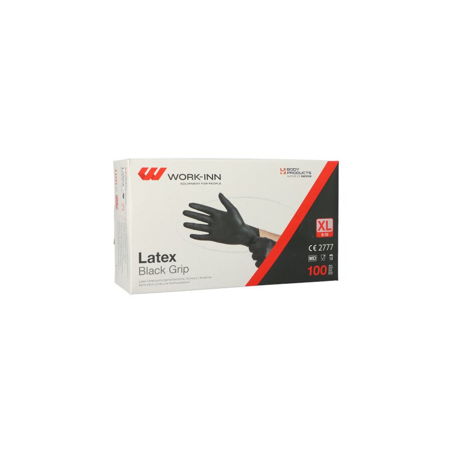 Latex-Handschuhe, puderfrei "Black Grip" schwarz Größe XL - Bild 1