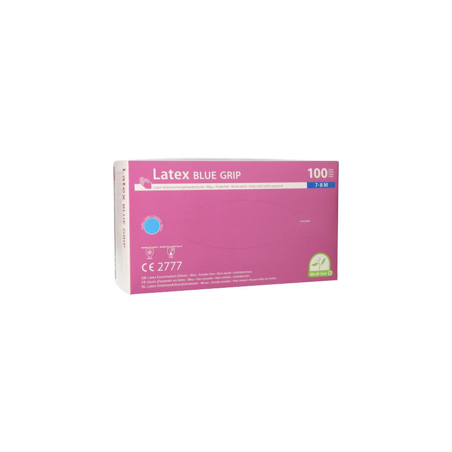 Latexhandschuhe, puderfrei, blau, Größe M, "Medi-Inn®", "Blue Grip" - Bild 1
