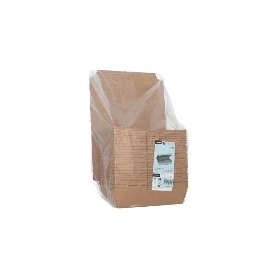 Lunchboxen aus Pappe, 3-geteilt, gesamt 600 ml, 5 cm x 17,2 x 21 cm  - Bild 2