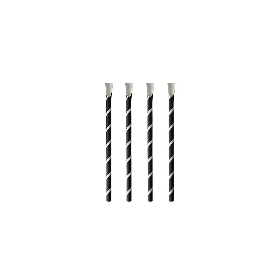 Papierstrohhalme mit Löffel "pure" Ø 8 mm · 20 cm schwarz/weiss "Stripes" - Bild 1 Papierstrohhalme mit Löffel "pure" Ø 8 mm · 20 cm schwarz/weiss "Stripes" - Bild 1