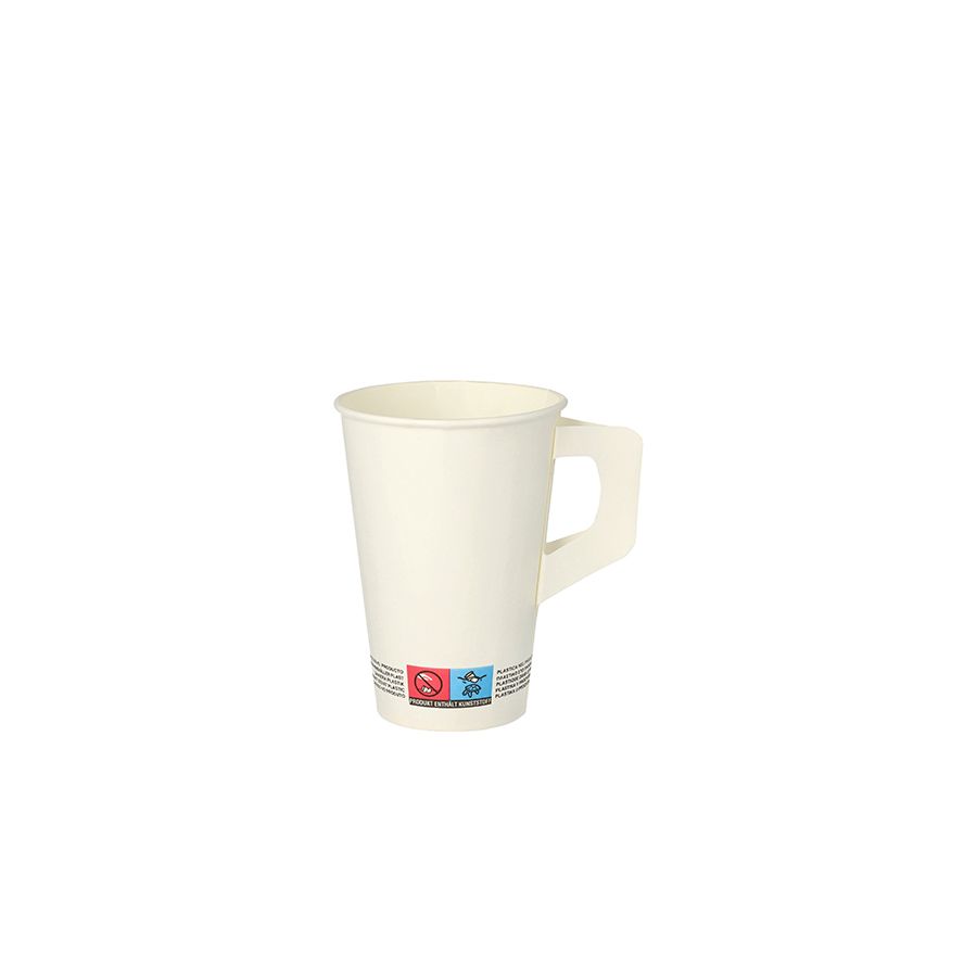 Pappbecher mit Henkel 0,2 l, Ø 7 cm · 9,7 cm weiss - Bild 1 Pappbecher mit Henkel 0,2 l, Ø 7 cm · 9,7 cm weiss - Bild 1
