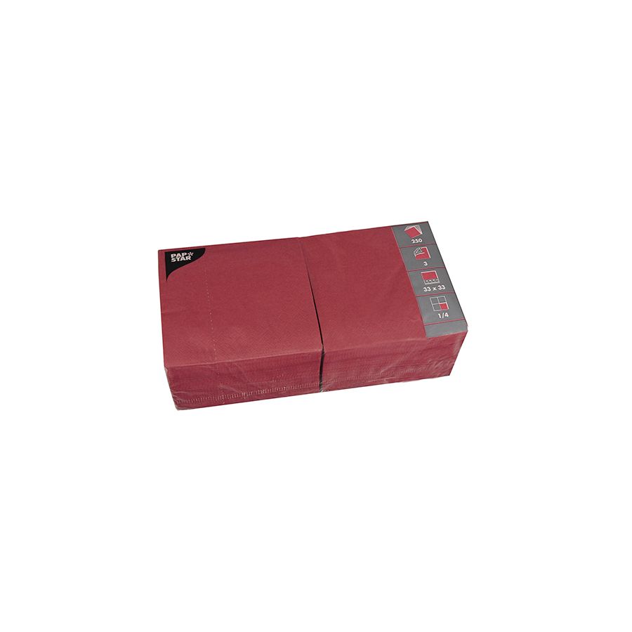 Servietten, bordeaux 3-lagig 1/4-Falz 33 x 33 cm - Bild 1 Servietten, bordeaux 3-lagig 1/4-Falz 33 x 33 cm - Bild 1