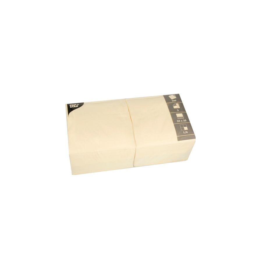 Servietten, creme 3-lagig 1/4-Falz 33 x 33 cm - Bild 1 Servietten, creme 3-lagig 1/4-Falz 33 x 33 cm - Bild 1