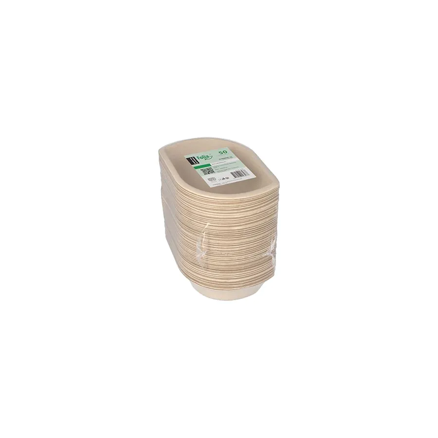 Snacktrays aus Zuckerrohr natur, 9,7 x 13,2 cm x 3,1 cm  - Bild 2
