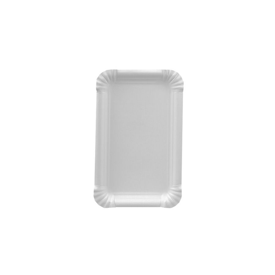 Teller, Pappe [ff] eckig 11 cm x 17,5 cm weiss extra stark - Bild 1