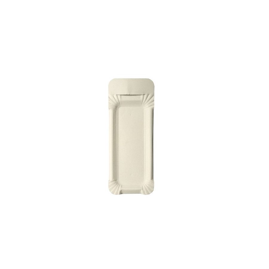 Teller, Pappe [ff] eckig 8 cm x 21 cm weiss mit Anfasser - Bild 1