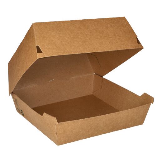 Burgerboxen, Pappe "pure" 9 cm x 15,5 cm x 15,5 cm braun "100% Fair" extra groß 1