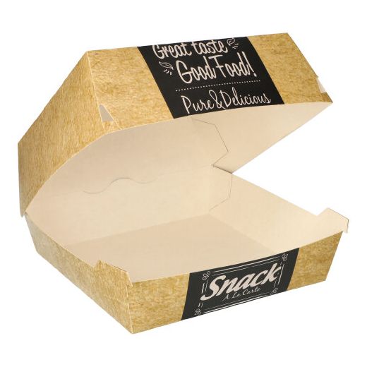 Burgerboxen, Pappe "pure" 9 cm x 15,5 cm x 15,5 cm "Good Food" XXL 1
