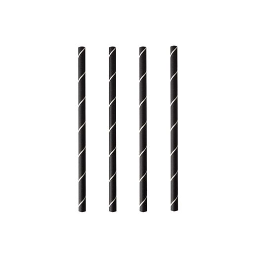 Cocktail Trinkhalme, Papier Ø 7 mm · 15 cm schwarz/weiss "Stripes" 1