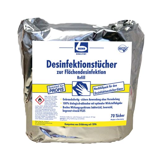 "Dr. Becher" Desinfektionstücher 29 cm x 30 cm weiss zur Flächendesinfektion (Nachfüllpack) 1