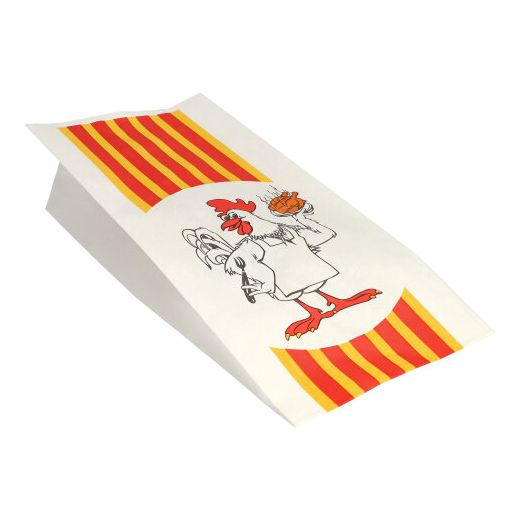Hähnchenbeutel, Papier mit HDPE-Einlage 28 cm x 13 cm x 8 cm "Max & Moritz" 1/1 1