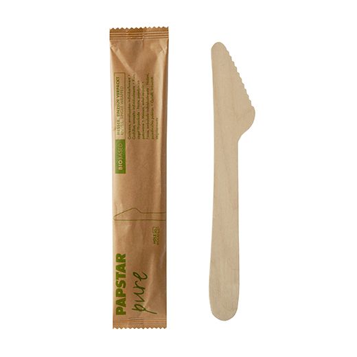 Messer, Holz "pure" 16,5 cm einzeln verpackt in Papierbeutel 1