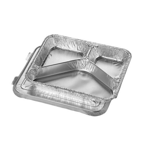 Menüschalen + Deckel, Alu 3-geteilt 760 ml 3 cm x 17,7 cm x 22,5 cm 1