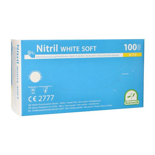 "Medi-Inn®" Handschuhe Nitril puderfrei "White Soft" weiss Größe S 1