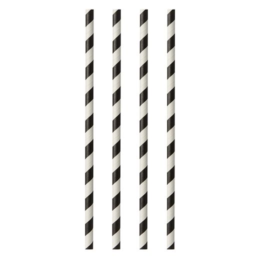 Trinkhalme, Papier Ø 6 mm · 29 cm schwarz/weiss "Stripes" 1