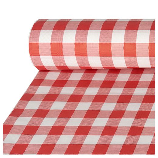 Papiertischtuch mit Damastprägung 50 m x 1 m rot "Vichy Karo" 1