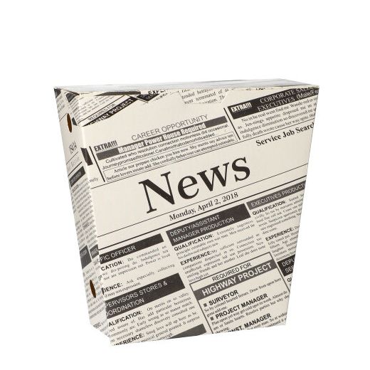 Pommes-Frites-Schütte, Pappe 1200 ml 4,3 cm x 14,5 cm x 11 cm "Newsprint" mit Klappdeckel 1