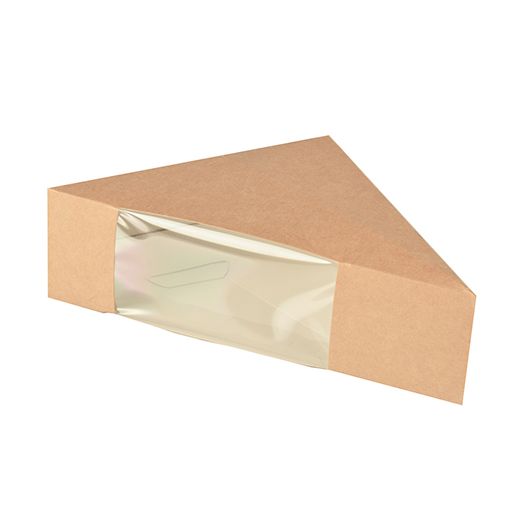 Sandwichboxen, Pappe mit Sichtfenster aus PLA 12,3 cm x 12,3 cm x 5,2 cm braun 1