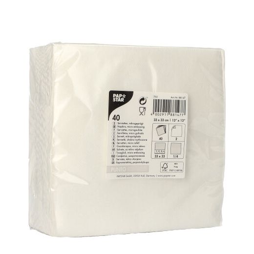 Servietten, 2-lagig "PUNTO" 1/4-Falz 33 cm x 33 cm weiss mikrogeprägt 1