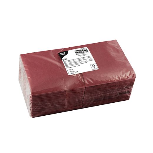 Servietten, 3-lagig 1/4-Falz 24 cm x 24 cm bordeaux 1