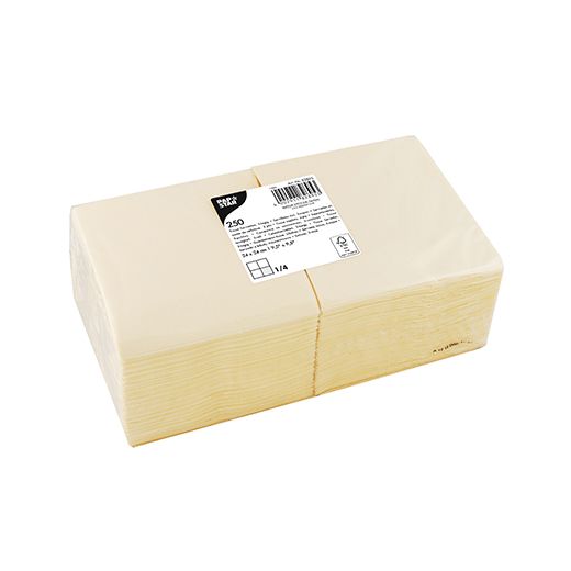 Servietten, 3-lagig 1/4-Falz 24 cm x 24 cm creme 1