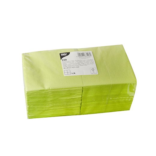 Servietten, 3-lagig 1/4-Falz 24 cm x 24 cm limonengrün 1