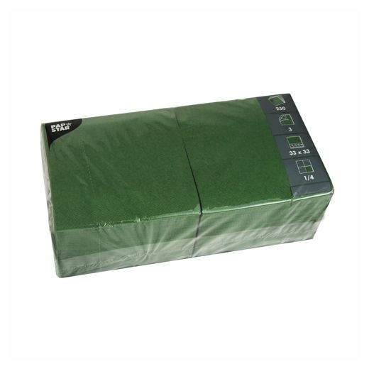 Servietten, 3-lagig 1/4-Falz 33 cm x 33 cm dunkelgrün 1