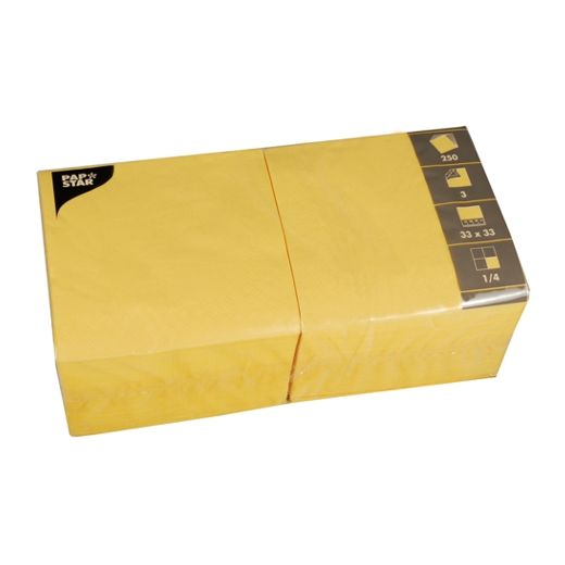 Servietten, 3-lagig 1/4-Falz 33 cm x 33 cm gelb 1