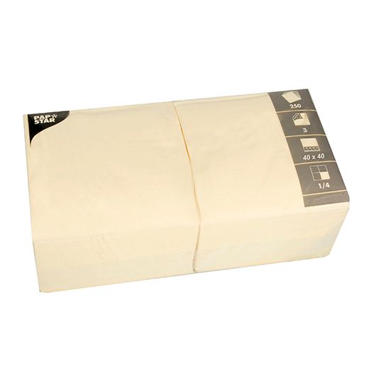 Servietten, 3-lagig 1/4-Falz 40 cm x 40 cm creme 1