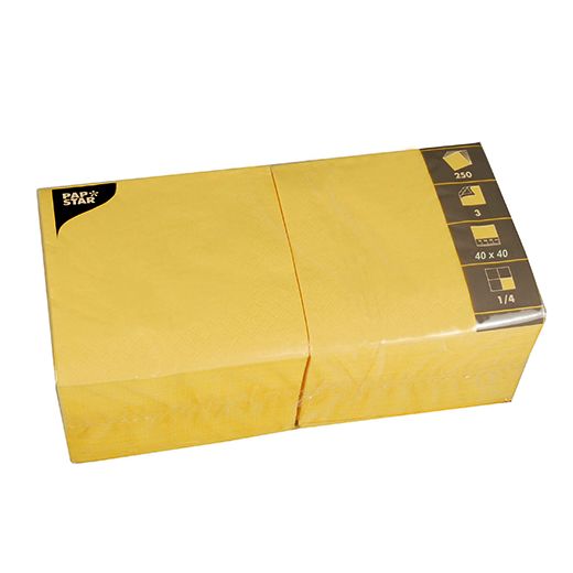 Servietten, 3-lagig 1/4-Falz 40 cm x 40 cm gelb 1