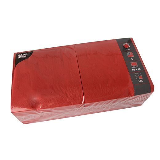 Servietten, 3-lagig 1/4-Falz 40 cm x 40 cm rot 1