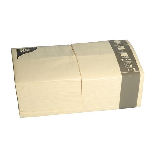 Servietten, 3-lagig 1/8-Falz 33 cm x 33 cm creme 1