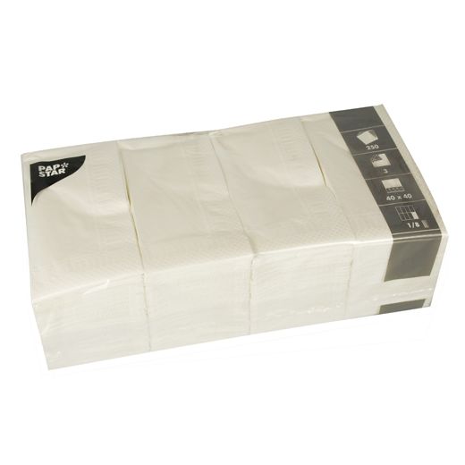 Servietten, 3-lagig 1/8-Falz 40 cm x 40 cm weiss 1