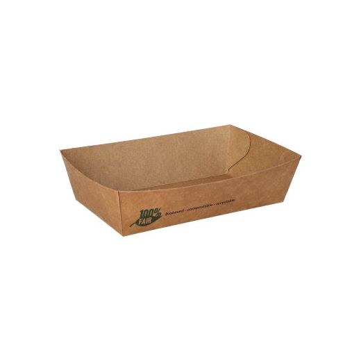 Snacktrays, Pappe "pure" 3,5 cm x 12 cm x 7 cm braun "100% Fair" mittel 1