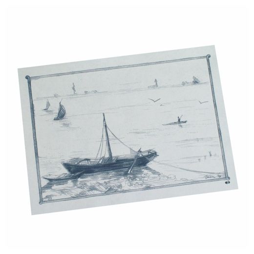 Tischsets, Papier 30 cm x 40 cm weiss "Ruderboot" 1