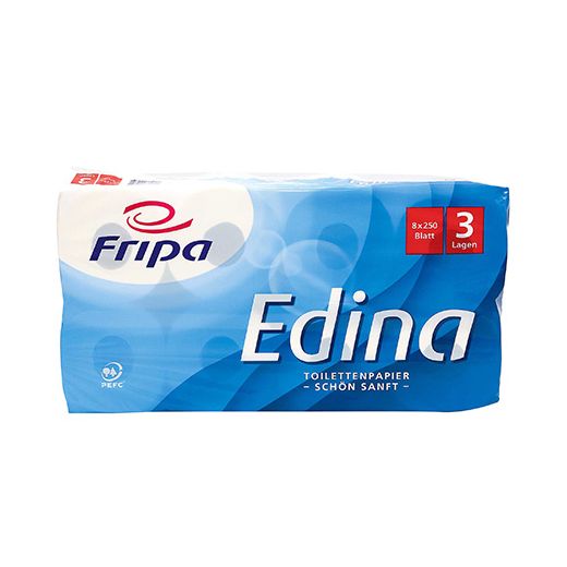 Toilettenpapier, 3-lagiges Tissue Ø 12 cm · 11 cm x 9,4 cm hochweiss "Edina" 250 Blatt 1