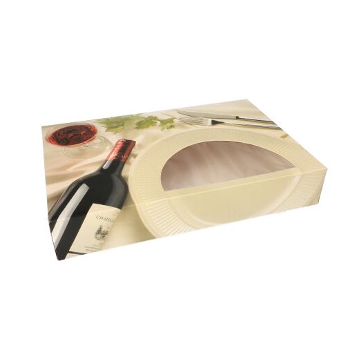Transport- und Catering-Kartons 8 cm x 46 cm x 31 cm "Burgund" mit Sichtfenster, einteilig 1