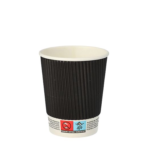 Trinkbecher, Pappe "To Go" 0,2 l Ø 8 cm · 9 cm Ripple Wall 1