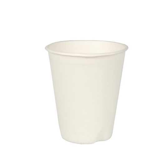 Trinkbecher, Zuckerrohr "pure" 0,2 l Ø 8 cm · 9,1 cm weiss für Heißgetränke 1