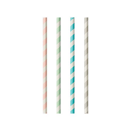 Trinkhalme, Papier Ø 6 mm · 20 cm farbig sortiert "Stripes" 1