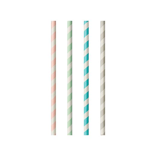 Trinkhalme, Papier Ø 6 mm · 20 cm farbig sortiert "Stripes" 1