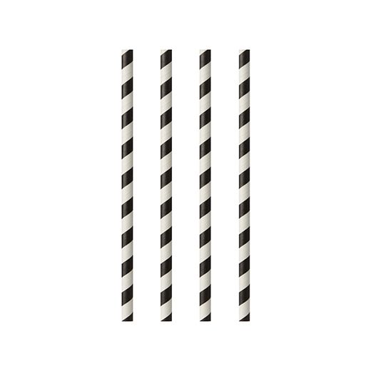 Trinkhalme, Papier Ø 6 mm · 20 cm schwarz/weiss "Stripes" 1
