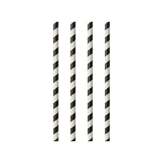 Trinkhalme, Papier Ø 6 mm · 24 cm schwarz/weiss "Stripes" 1