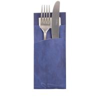 Bestecktaschen 20 cm x 8,5 cm blau inkl. weißer Serviette 33 x 33 cm 2-lag.