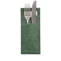 Bestecktaschen 20 cm x 8,5 cm dunkelgrün inkl. weißer Serviette 33 x 33 cm 2-lag.