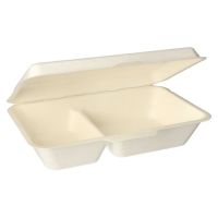 Menüboxen, Zuckerrohr 2-geteilt 6,5 cm x 24 cm x 15,5 cm weiss